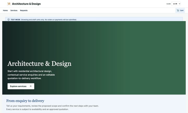 Architecture & Design Services demo storefront preview