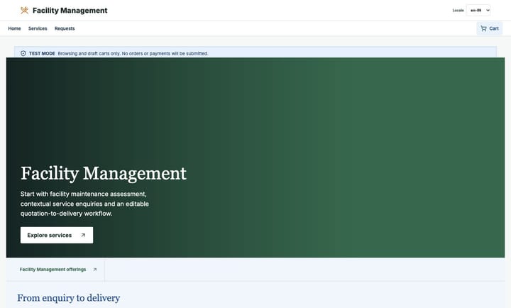 Facility Management Services demo storefront preview