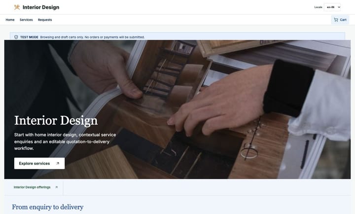 Interior Design Services demo storefront preview