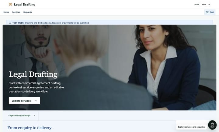 Legal Drafting Services demo storefront preview