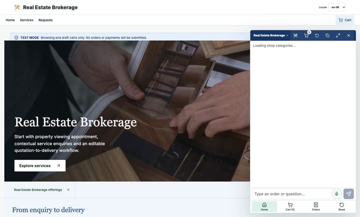 Real Estate Brokerage Services demo storefront preview