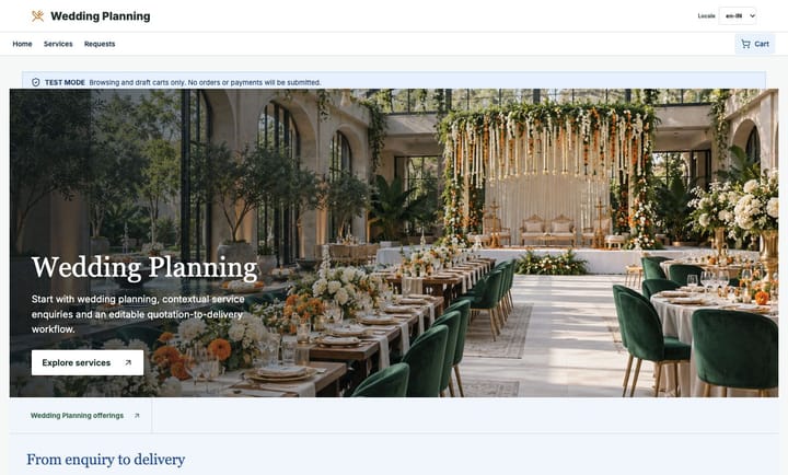 Wedding Planning Services demo storefront preview